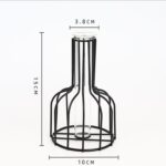 Minimalist metal frame vase with a clear glass tube, holding a green plant – perfect for home or office tabletop decoration.