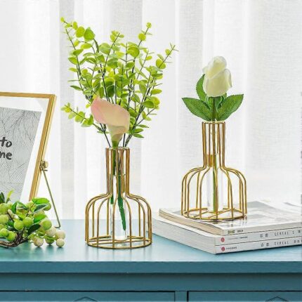 Tabletop Modern Hydroponic Metal Tube Vase