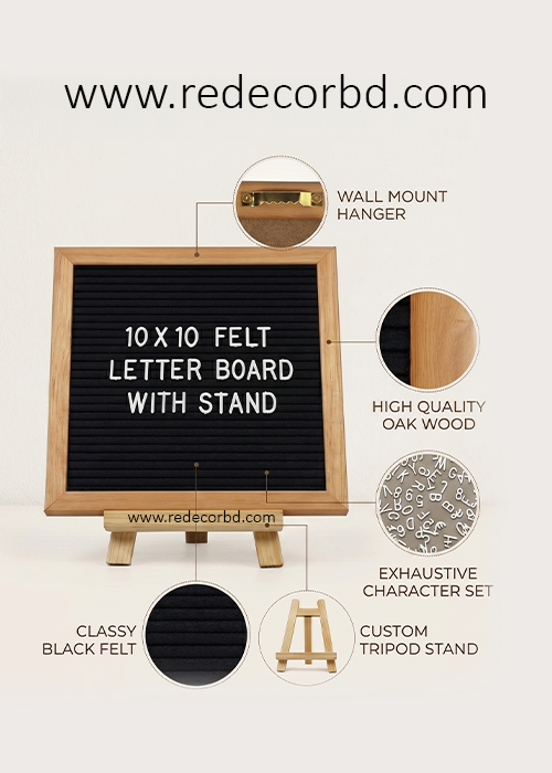 Black Felt Letter Board with Stand