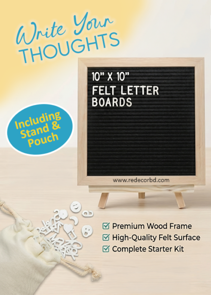 Black Felt Letter Board with Stand